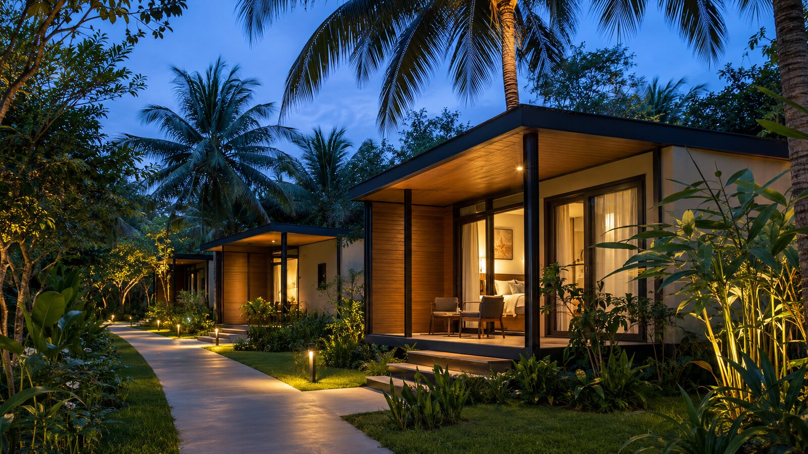 Bungalow lắp ghép trong khu nghỉ dưỡng nhiệt đới tại Phú Quốc