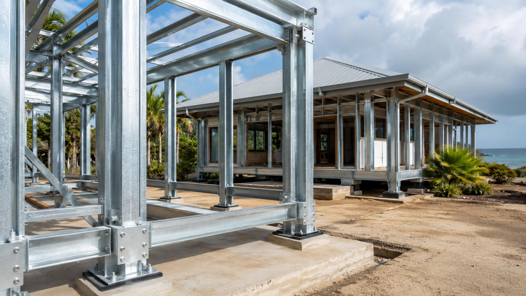 Khung thép nhà lắp ghép được bảo vệ chống ăn mòn tại Phú Quốc