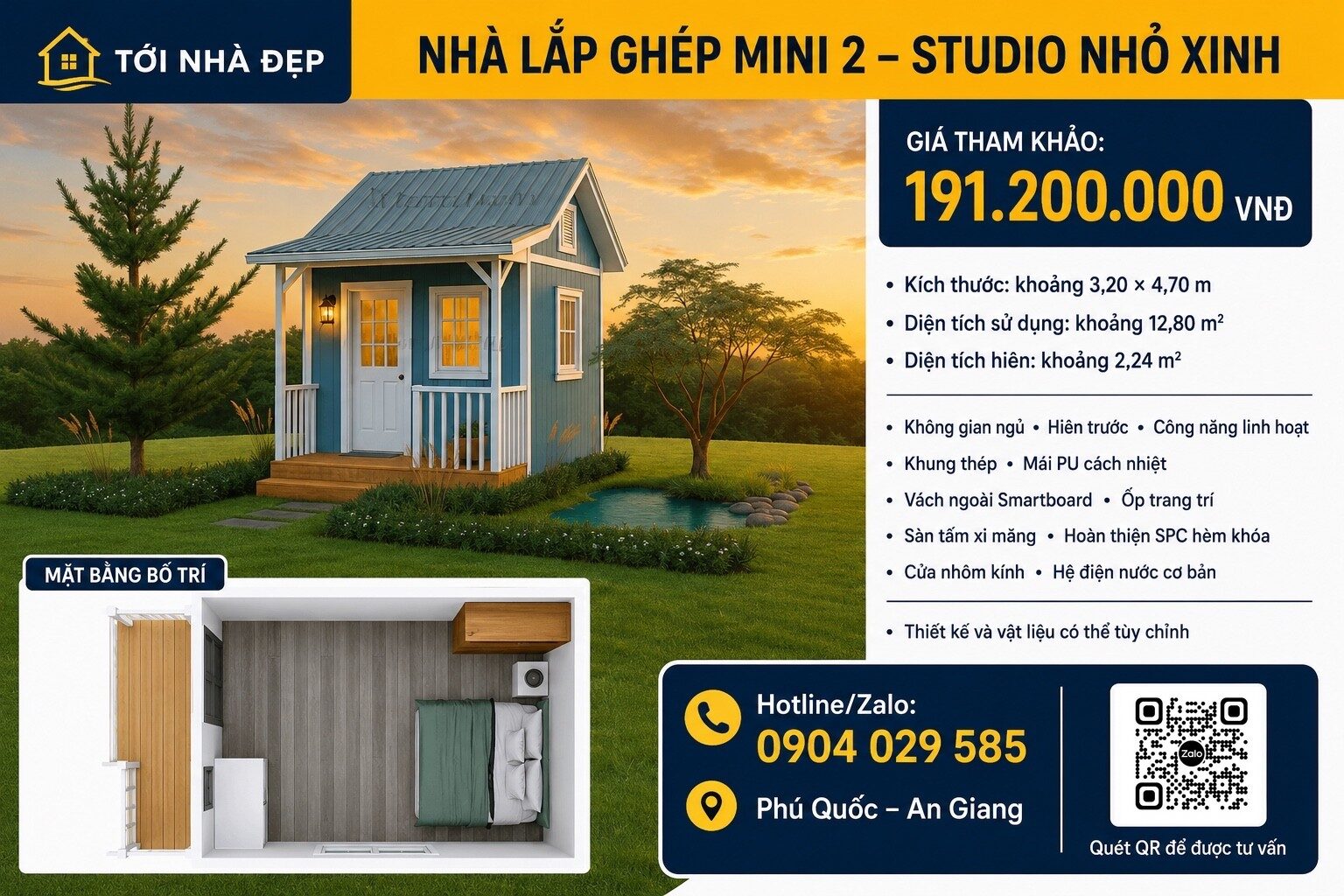 Mẫu nhà lắp ghép Phú Quốc hiện đại do TỚI NHÀ ĐẸP tư vấn